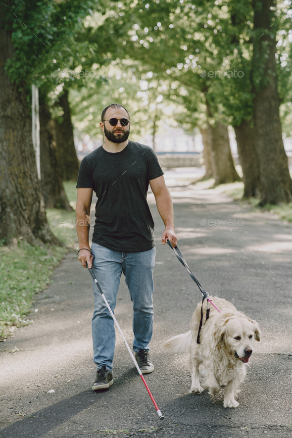 Blind man cheap with dog